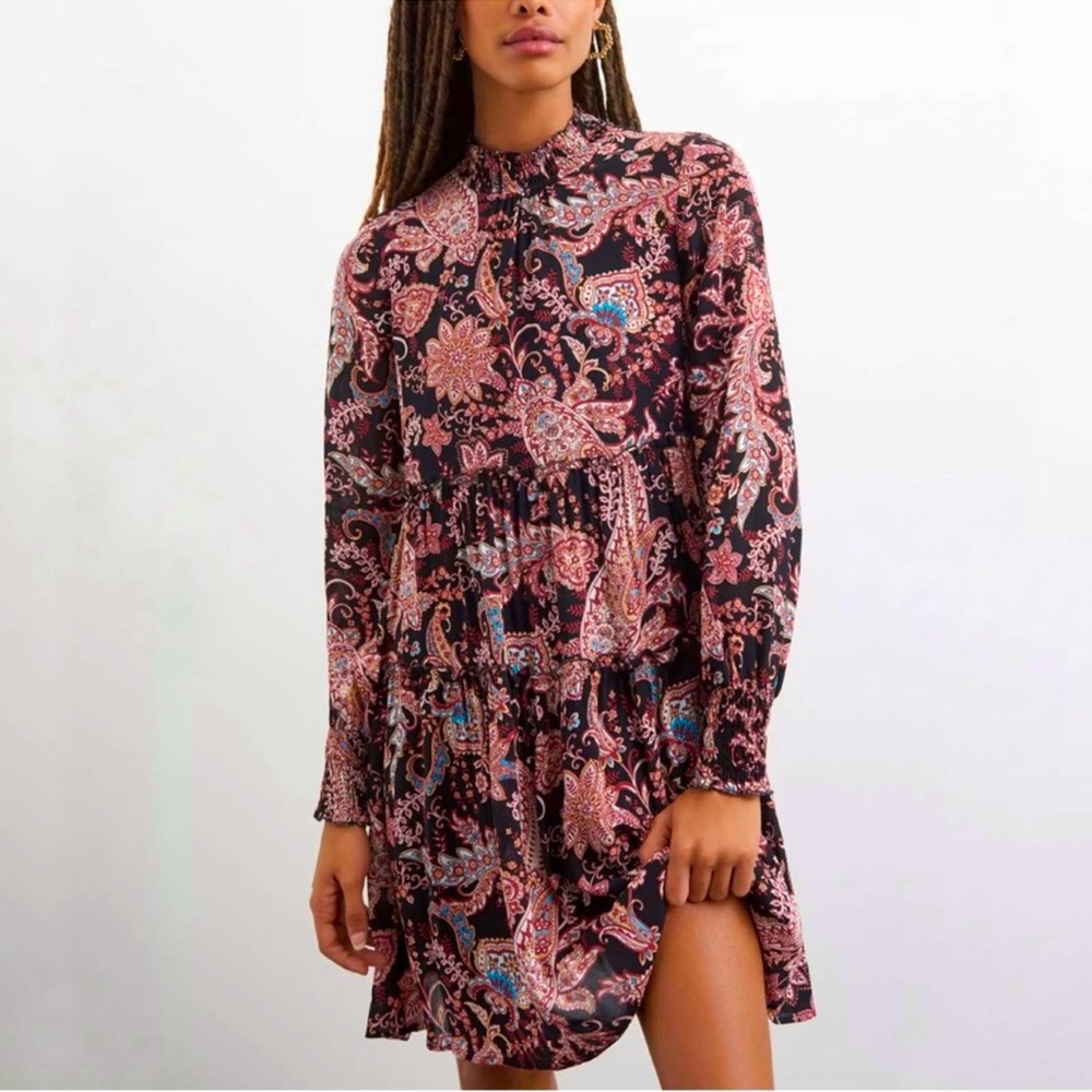 By Anthropologie Cady Tiered Tunic Dress in Paisley size M